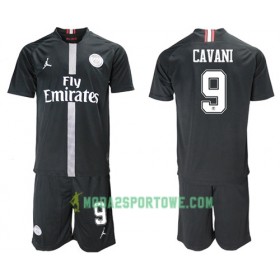 Koszulka Paris Saint-Germain Cavani 9 Jodan Czarny Dziecięcy Trzeci Stroje Piłkarskie 2018/19 Krótki Rękaw